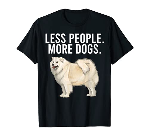 Less People More Dogs Samoyed Funny Introvert T-Shirt, Black