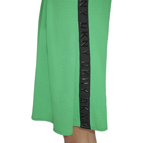 Image of DKNY Women's Sleeveless Collared Neck Logo Taping Above The Knee Dress