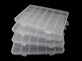 JESEP YONG 4packs Plastic Organizer Box 24 Grids Clear Storage Container Jewelry Box with Fixed Dividers for Beads Art DIY Crafts Jewelry Fishing Tackles (4pcs 24 Grids Box)