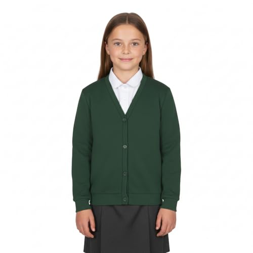 Sweatshirt cardigan col V filles uniforme scolaire et loisirs