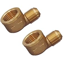 METER STAR Propane Gas Water Oil 90 Degree Elbow Connector Coupling Adapter for Fire Pit,BBQ Grills and Olympian Wave Heater 4050-0608 Brass Tube Fitting 1/2" Female NPT x 3/8" Male Flare