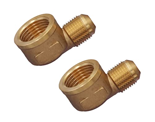 METER STAR Propane Gas Water Oil 90 Degree Elbow Connector Coupling Adapter for Fire Pit,BBQ Grills and Olympian Wave Heater 4050-0608 Brass Tube Fitting (1/2