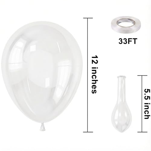 Image of KBZVNAF Clear Latex Party Balloons 50 Pack 12 inch | Transparent Helium Balloons for Wedding Bridal Shower Baby Shower Birthday Party Decorations