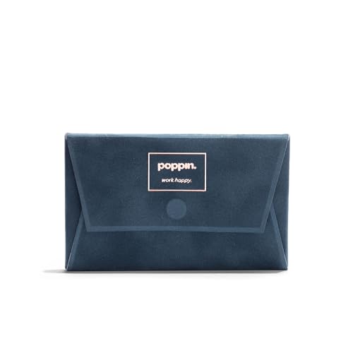 Poppin Luxe Business Card Holder and Credit Card Holder for Women, Stylish Slim Design with Magnetic Closure, Lightweight and Perfect for Client Meetings (Storm Velvet)