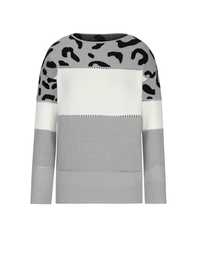 FindThy Women’s Leopard Printed Striped Sweater Crewneck Knitted Long Sleeve Color Block Pullover3