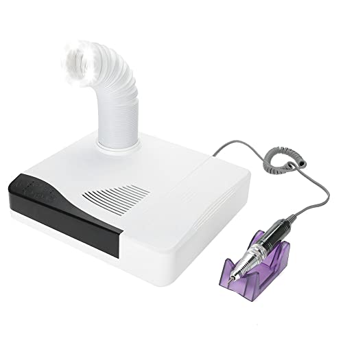 Salmue Nail Dust Vacuum Collector, Professional 60W 4 in 1 Nail Drill + Nail Dust Extractor + LED Lamp, 35000 RPM 5 Adjustable Speeds Electric Nail Drill Dust Collector Manicure Tool for