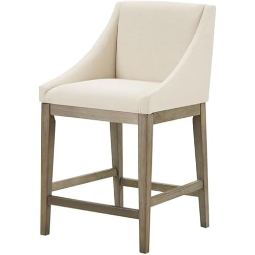 Image of Simon Modern Bar Stool Kitchen Island Chair Sleek Counter Height Sturdy Wood Frame Upholstered Seat Contemporary Design for Home Dining Breakfast Cream Finish