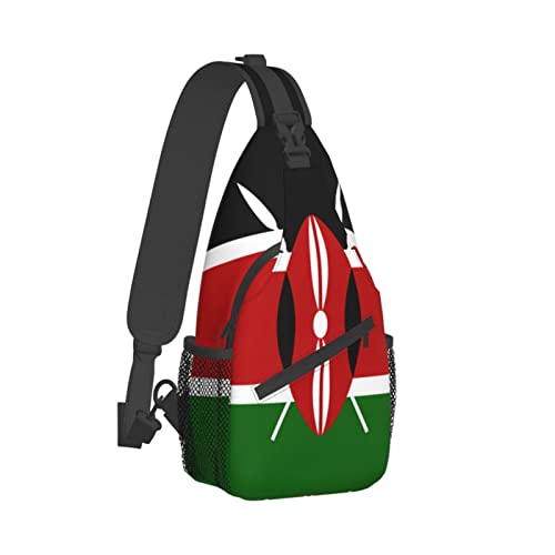 Mochila bandolera negra unisex para senderismo miniatura 3