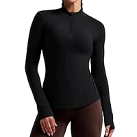 QUEENIEKE BareLuxe Workout Jackets for Women Full Zip Long Sleeve Workout Tops Athletic Running Jacket with Thumb Holes XS Black