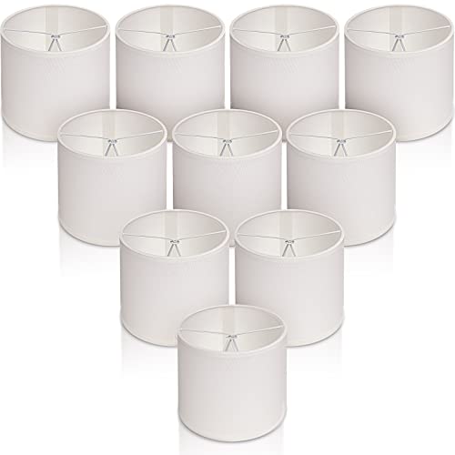 10 Pieces Lamp Chandelier Shades Small Lampshade Clip On Drum Fabric Lamp Shades For Table Lamp Floor Lamp 5.5 X 5.5 X 5 Inch (White) #TOP8