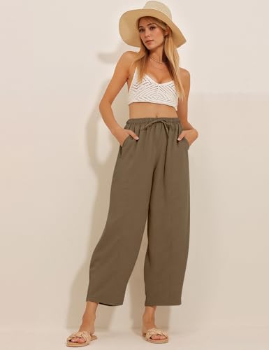 COZYPOIN Womens Baggy Wide Leg Pants Drawstring Elastic Waisted Casual Palazzo Harem Slacks Lounge Trousers with Pockets4