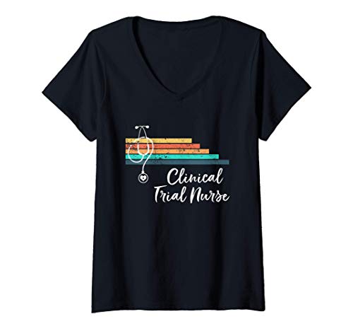 Mujer Retro Vintage Medical Stethoscope Clinical Trial Nurse Camiseta Cuello V