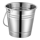 Veemoon Edelstahl Eiseimer mit Tragbarem Griff Rostfrei Langlebig Runder Eiswürfelbehälter für Wein Bier und Getränke für Bar Party Outdoor Stilvoll und Praktisch