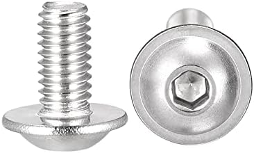 sourcing map Flanged Button Head Socket Cap Screws, M4*6mm Hex Socket Drive Screw, 304 Stainless Steel Fasteners Bolts, Fully Threaded Machine Screw 100Pcs