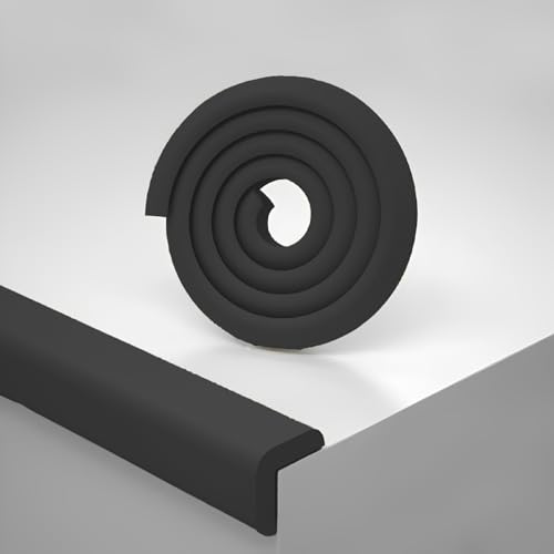 Image of SYGA Baby Safety Strip Furniture Edge Guard Cushion Corner Cover 2 Meter 6.5 feet Tape Infant Bump Protector (L Shape Black)