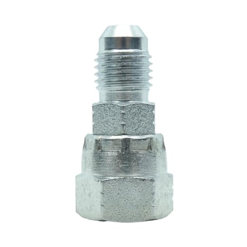 Image of 1 Piece Hydraulic Fitting 1 /4 inch Male JIC (7 /16 inch-20) Swivel X 1 /4 inch Female JIC (7 /16 inch-20) Swivel Adapter Carbon Steel