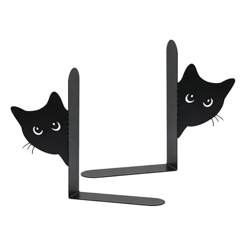 Sujet alibros Decorativos - Decoración para Estantería Sujet alibros De Gato Asomándose | Divisor De Libros De Metal Resistente,para Ninos Y Adultos Uso Interior Hogar Sala Estudio