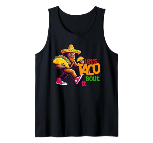 Cinco de Mayo Let's Taco 'Bout It Bigfoot Carry Taco Boy Camiseta sin Mangas