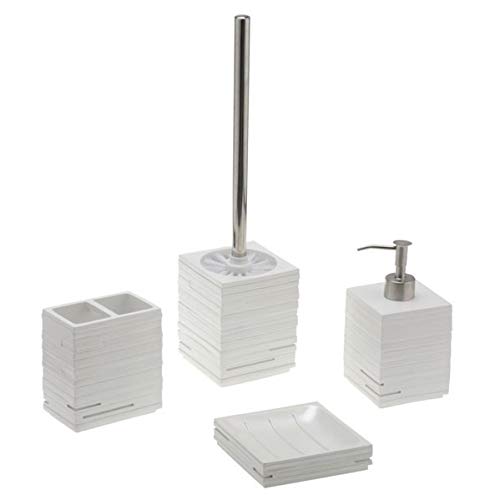 4 TLG. Badezimmer Set Bad Set Bürstenhalter Seifenspender Bürstenhalter White Cover