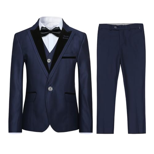 Jungen Kostüm 3-teilig Klassisch Slim Fit Hochzeitsanzug Tuxedo Jacke Hose...