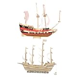 Kisangel 2 Sätze Segelboot Puzzle Holzmodell Edukatives DIY aus Hochwertigem Naturholz Handliches...