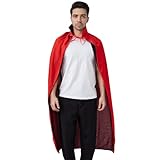 Cafevda Men Women Vampire Cape Magician Costume Halloween Masquerade Devil Cloak Red And Black