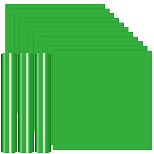 14-Pack 12"x12" Green Permanent Adhesive Vinyl Sheets