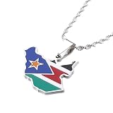 South Sudan Necklace Gold Color Jewelry Map Pendant - Country Jewellery (Silver)