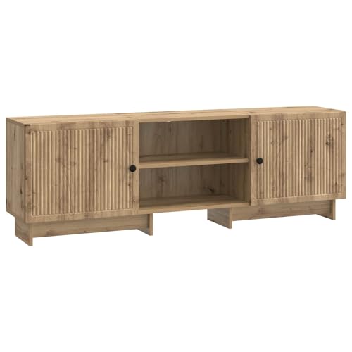 Table TV vintage en bois robuste supportant 60 kg avec grands rangements