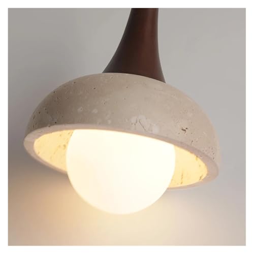 Lustre moderne en travertin jaune et LED intégrée - 6