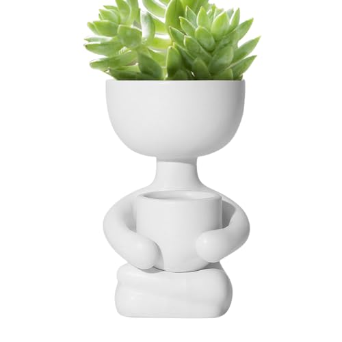 Petits pots mignons en céramique en forme de figurine, pots de fleurs créatifs pour cactus, yuccas, orpins, portables pour intérieur et extérieur