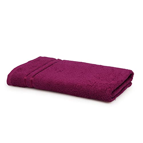 WELSPUN 100% Cotton Bath Towel Quick Dry HIGH Absorbency Attractive Border Easy Care(Solid 70CMX150CM)-Dark Magenta