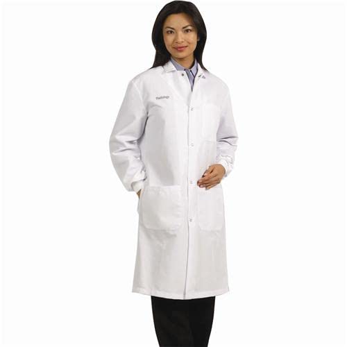 439XXXL Polyester/Cotton Lab Coats with Convertible Collar, 41" Length, 3X-Large, White