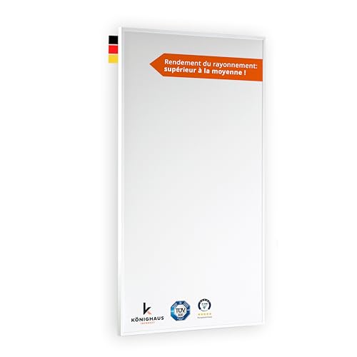 Könighaus Chauffage d’appoint infrarouge - 130 W avec ✓ Double protection anti surchauffe ✓ Radiateur à température en 2 à 4 min ✓ Pour un montage mural