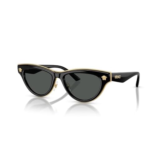 Versace Óculos de sol femininos armação preta, lentes cinza escuro, 52 mm