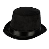 Adult Black Satin Top Hat - Novelty Classic Fancy Dress, Gentlemen Costume Headwear Accessories, Victorian, Magician, Steampunk, Vintage, 1920's, Cosplay