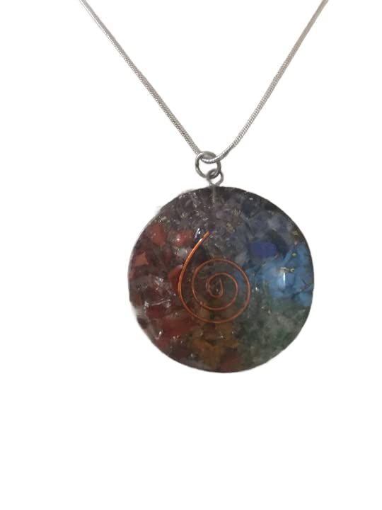Pendentif orgone harmonisateur en pierres semi-précieuses et spirale énergétique