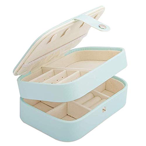 IGZVMBO Pequeño organizador de joyas de viaje para mujer, joyero de doble capa, soporte de joyería de piel sintética para aretes, collares, anillos