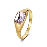 Ayoiow Anillos de compromiso para ella, anillos de boda para ella, geometría inoxidable, tamaño J 1/2 - T 1/2, J 1/2, Acero inoxidable, Circonita cúbica