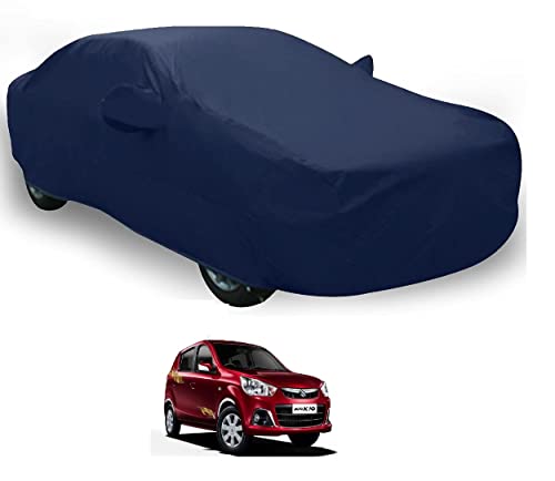 Image of Auto Hub Car Cover Compatible with Maruti Alto K10 with Mirror Pocket, Weather Proof, Triple Stitched, Alto K10 Car Cover- Plain Navy