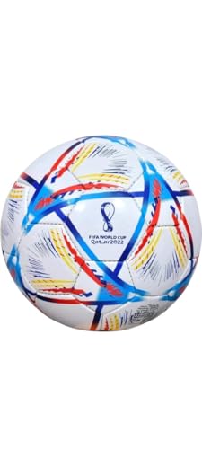 Image of Qatar Football Practise Foot Ball Training Match Football Size 5 Original for All Ages Group Rubber Moulded Standard Sports Foot Ball for Ground, Grass, Turf, Outdoor Waterproof