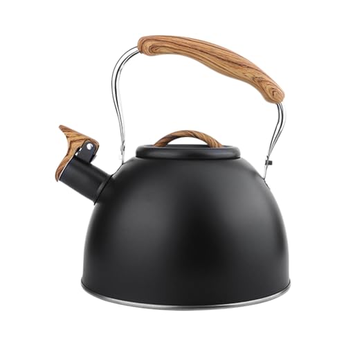 Stove Top Kettle, 3L Large Capacity Whistling Kettle, Stainless Steel Tea Kettle Teapot, Stove Induction Kettle, Boiling Kettle with Anti-Heat Handle for Boiling Water Coffee Tea Milk(Color:Black)