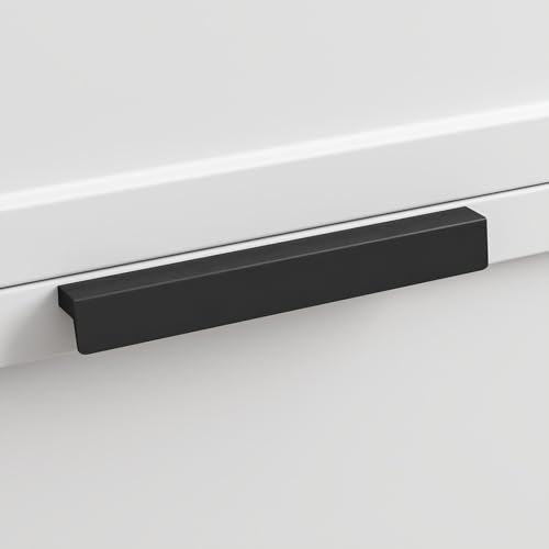 Goldenwarm 10 Pack 5 inch Black Cabinet Handles Matte Black Drawer Pulls Finger Pulls for Cabinets Modern Style Edge Pulls for Cupboard Hidden Cabinet Hardware Aluminium Alloy by Goldenwarm - Used condition - US$9.17