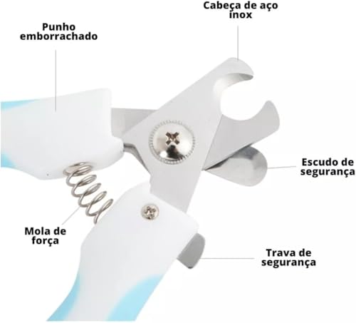 Kit de Tosa Pet para Cães e Gatos, Alicate, Tesoura e Lixa para Unhas, Azul
