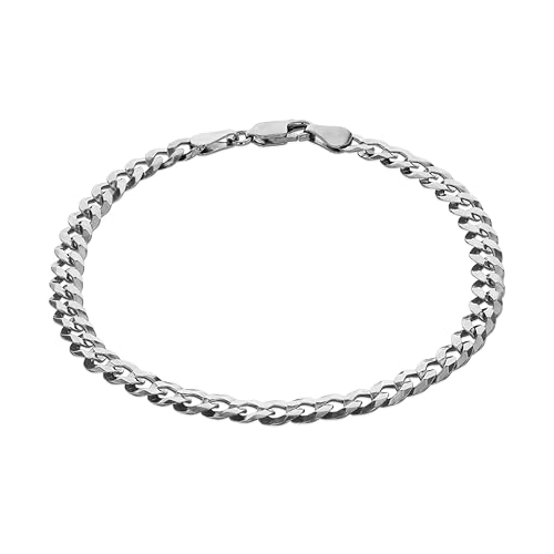 Bracelet gourmette plate argent sterling anti-ternissement 21cm