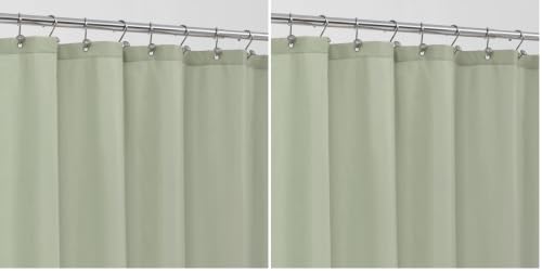 Image of ALYVIA SPRING Sage Green Fabric Shower Curtain Liner Waterproof - Soft & Light-Weight Cloth Shower Liner with 3 Magnets, Hotel Quality & Machine Washable - Standard Size 72x72, Desert Sage (Pack of 2)