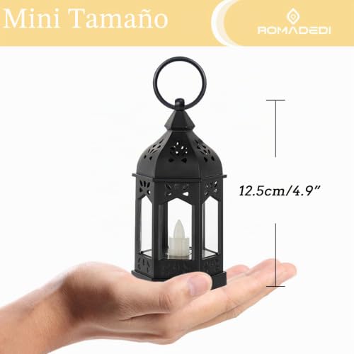 Miniatura 5 de Romadedi Farolillo Negro Para Halloween Juego De 10 Mini Farolillos Con Velas Led Para Ramadán, Jardín, Navidad, Boda, Balcón, Exterior Y Mesa