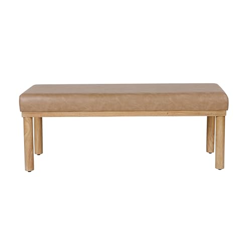 Image of HomePop 47.5 inch Oslo Bench - Sand Faux Leather