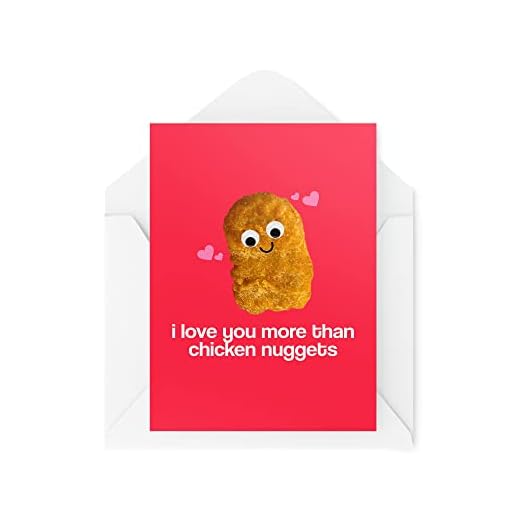 Tongue in Peach Divertida tarjeta de San Valentín – I Love You More Than Chicken Nuggets – Tarjeta de pepita de pollo – Tarjetas de novia novio – Tarjeta de aniversario – CBH1447