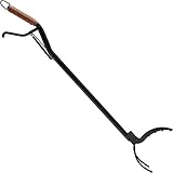 Dragonfire Log Grabber - 40' Long Fire Pit Tong with Durable Steel Shaft, Ergonomic Leatherette Handle, Triple Prong Design, and Heat-Resistant Black Coating